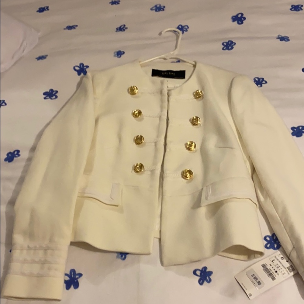 White Zara Militarily Jacket